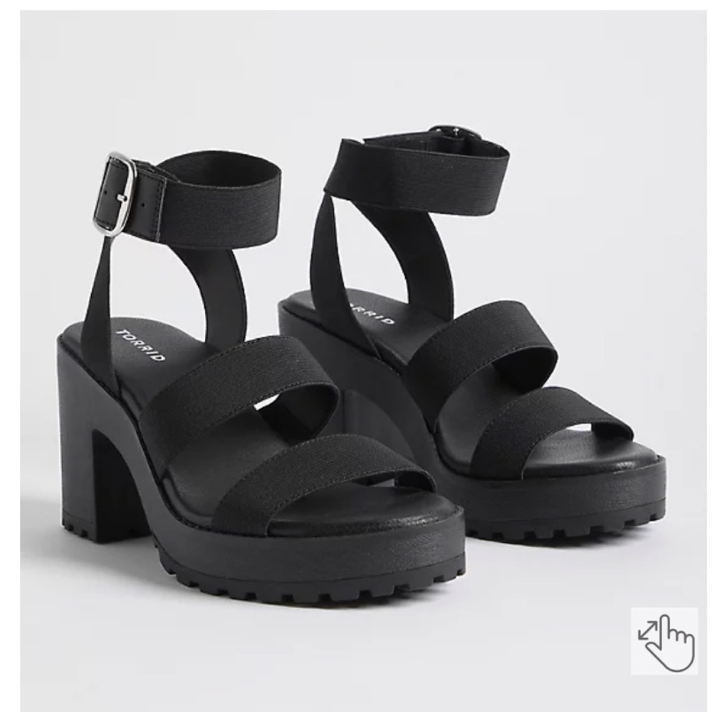 Torrid Chunky Block Heel - Elastic Black Size 10.5 Wide NWT